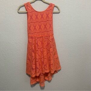 Bonnie Jean Girl’s Lace High Low Sleeveless Cutout Tie Lined Dress